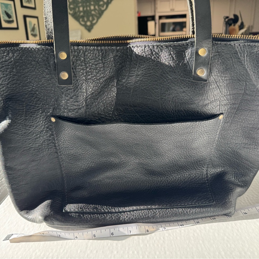 Portland leather goods zipper leather large tote